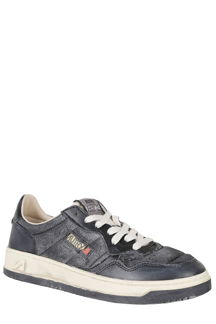 Autry Black Sup Vint Low Leather Sneakers