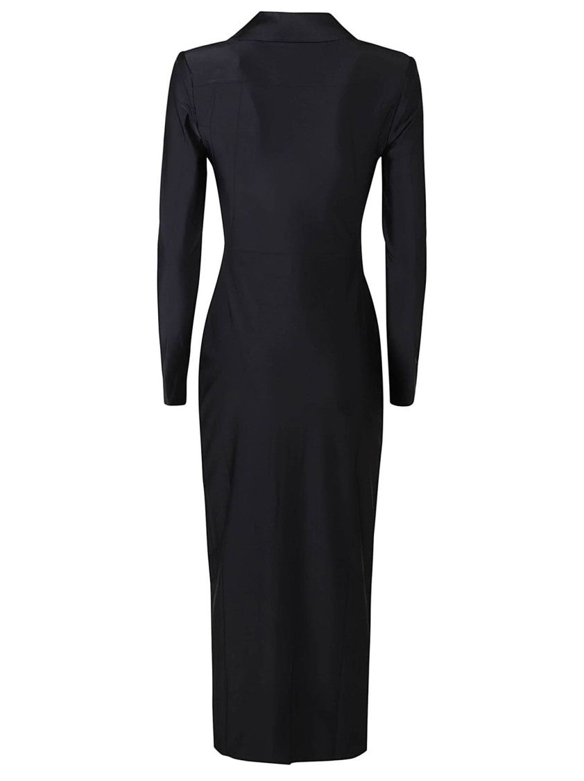Self-Portrait Black Jersey Midi Dress With Fitted Silhouette