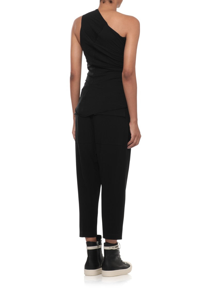 Rick Owens Black Asymmetrical One-Shoulder Tank Top