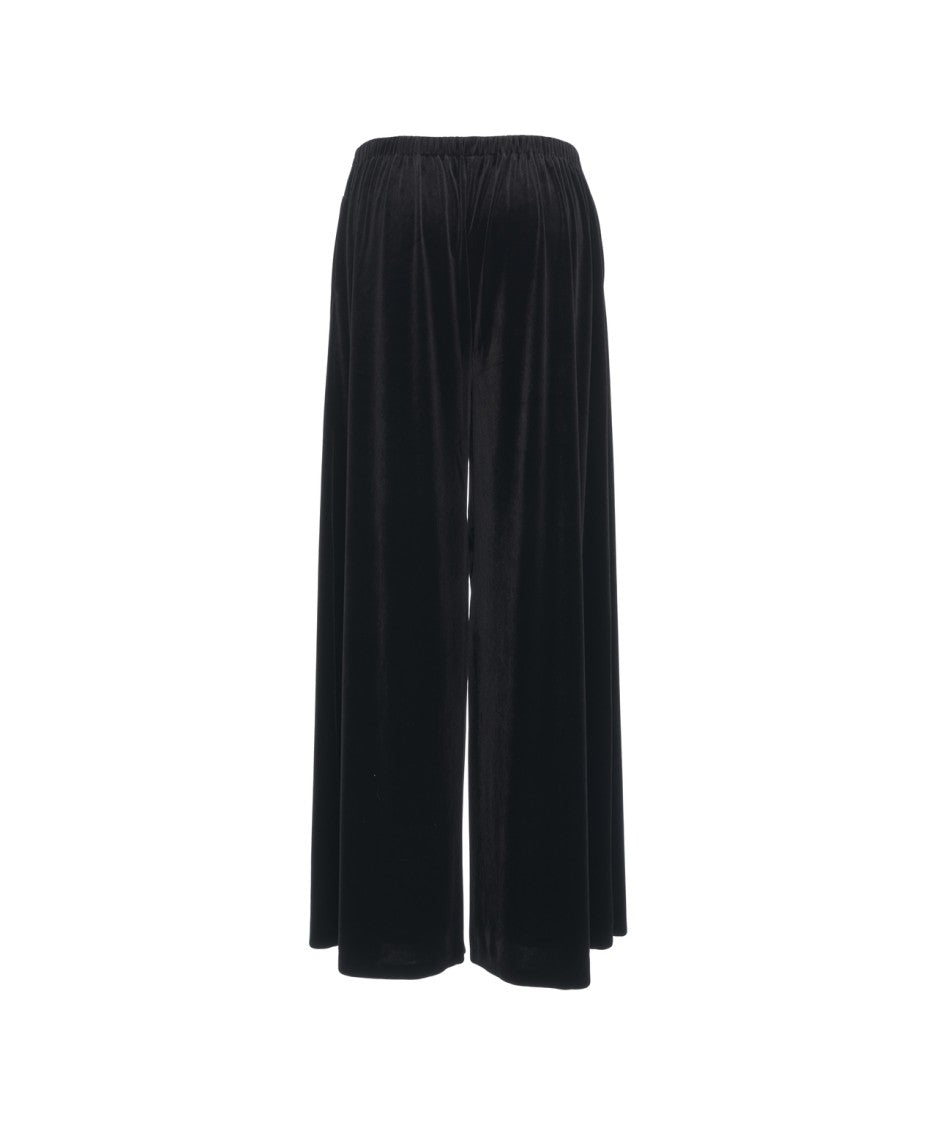 Norma Kamali Wide-Leg Velvet Trousers With Elastic Waistband