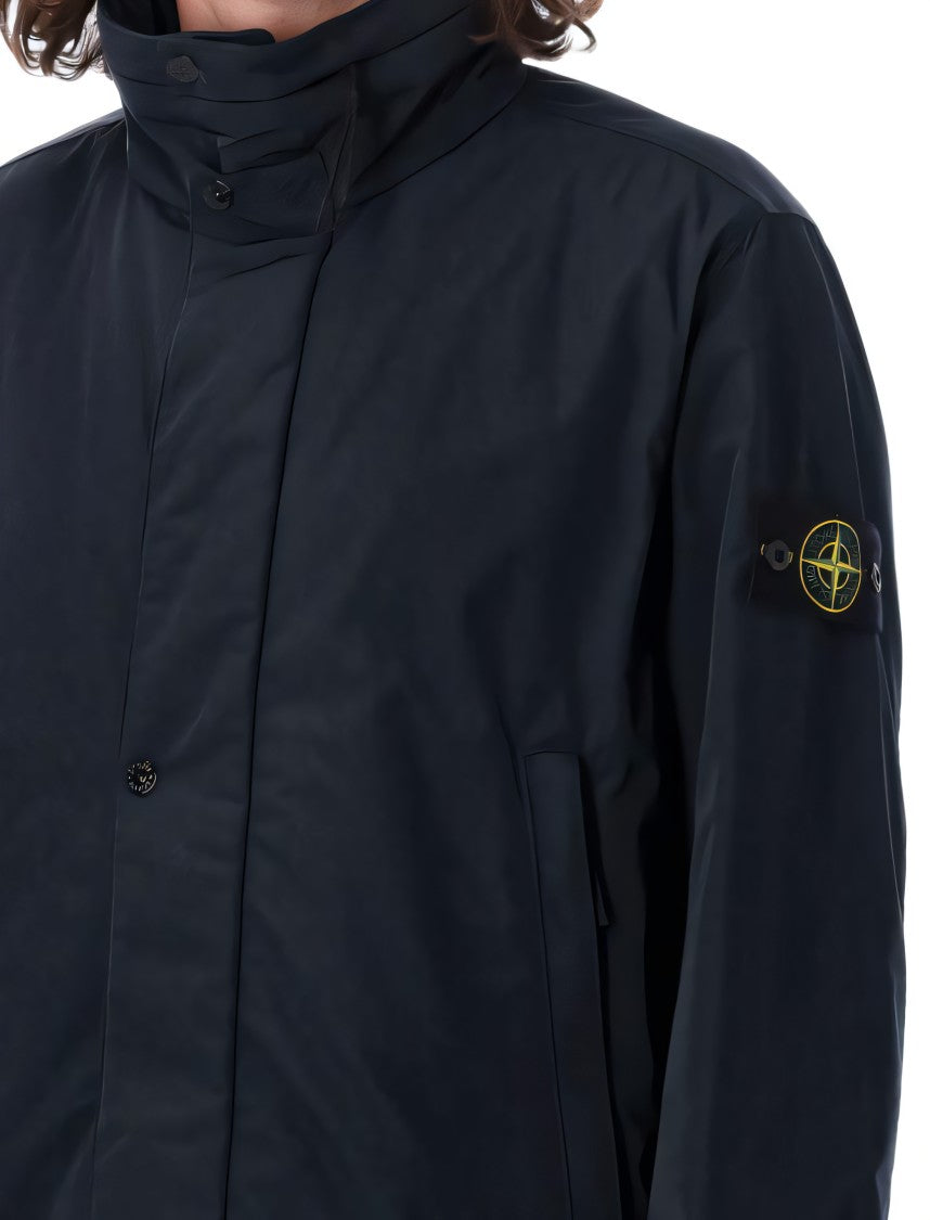 Stone Island Black Stone Island Jacket With High Collar And Logo Patch