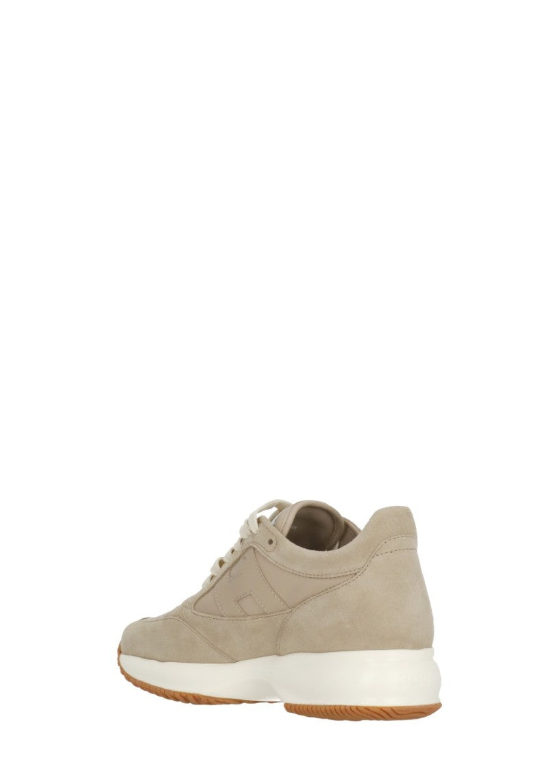 Hogan Beige Interactive Suede Leather Sneakers