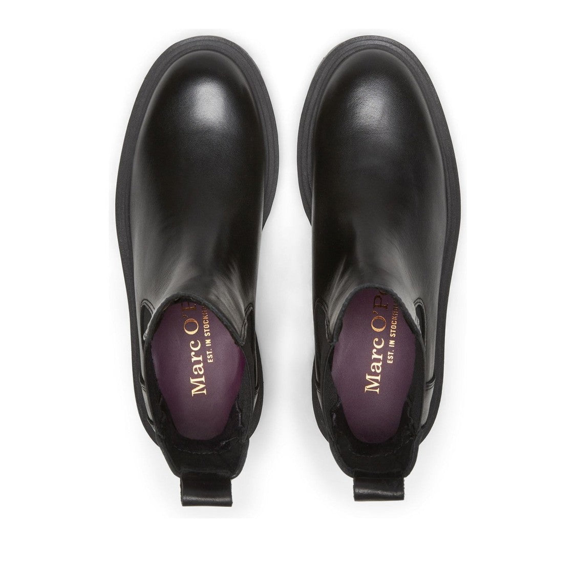 Marc O'polo Black Phia 2A Elastic Side Panel Chunky Sole Leather Boots