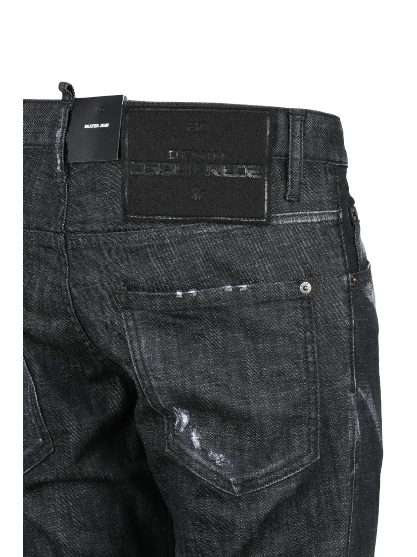 Dsquared2 Black Cotton-Blend Skater Jeans