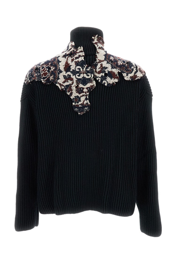 Durazzi Milano Cropped Knitted Bomber Jacket With High Neck And Appliqués