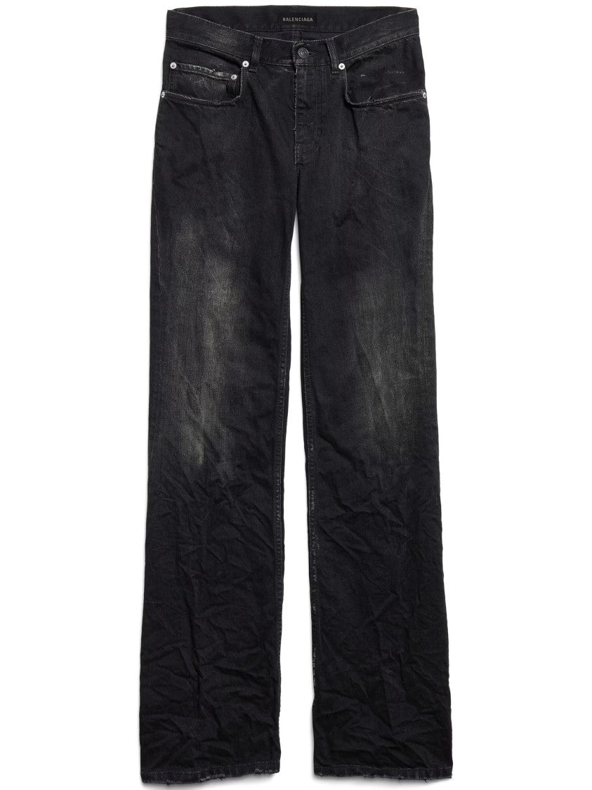 Balenciaga Black Wide Leg Relaxed Fit Jeans