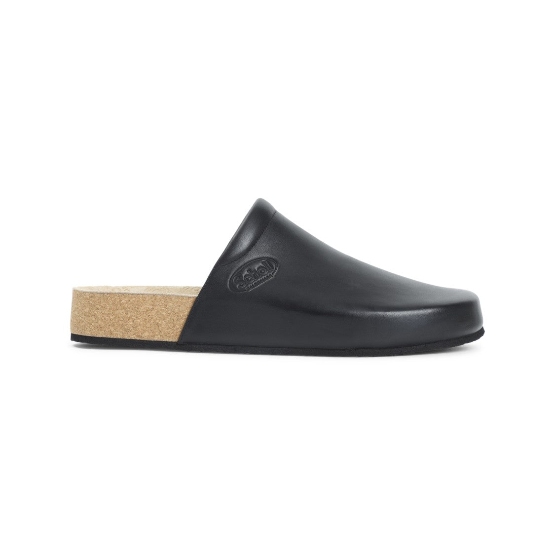 Balenciaga School Flat Black Calf Leather Mules