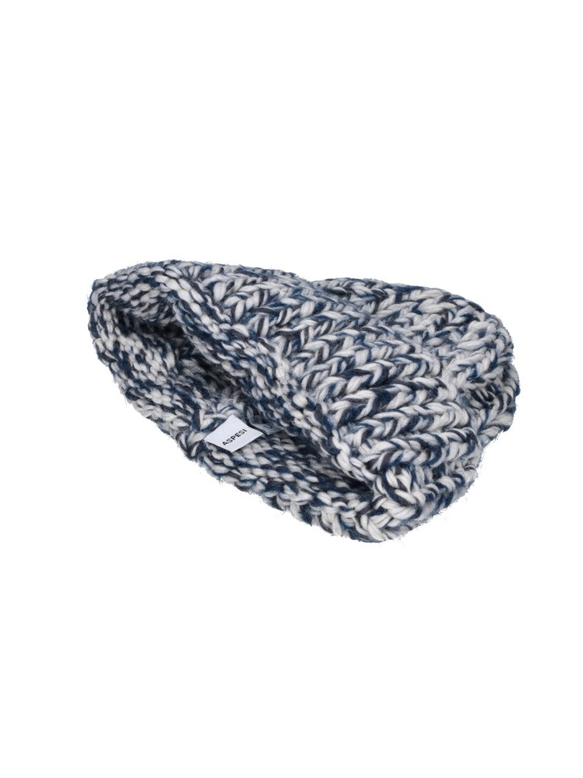 Aspesi Blue Chunky Ribbed Virgin Wool Hat