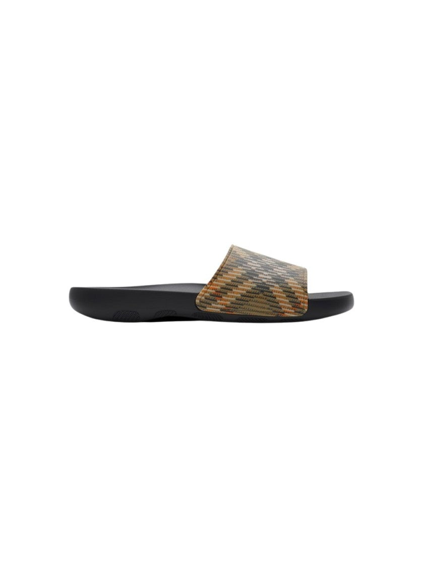 Burberry Check Dive Slides Sand