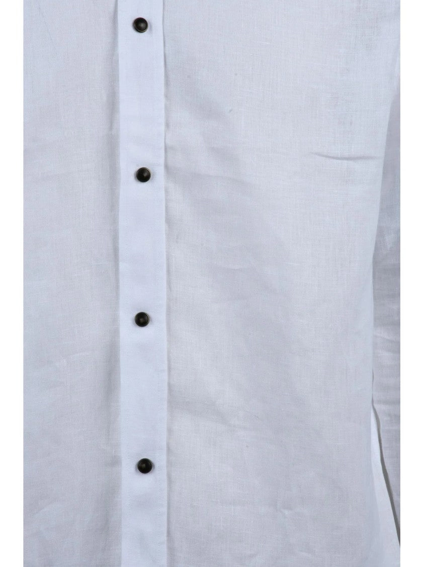 Deuxieme White Linen Men Shirt