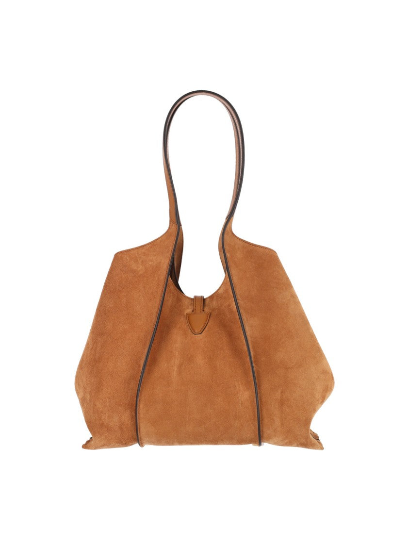 Tod's Suede Tote Bag With Adjustable Strap And Iconic T Detail