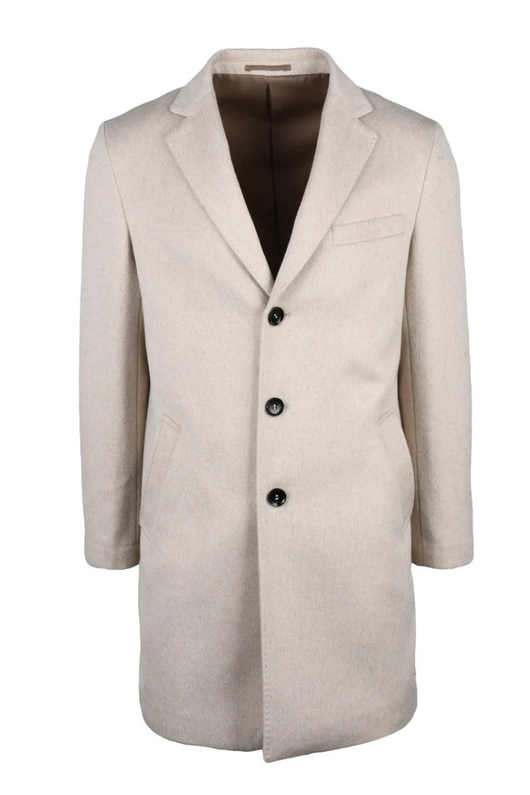 Premier Homme Mid-Length Beige Coat With Tailored Silhouette
