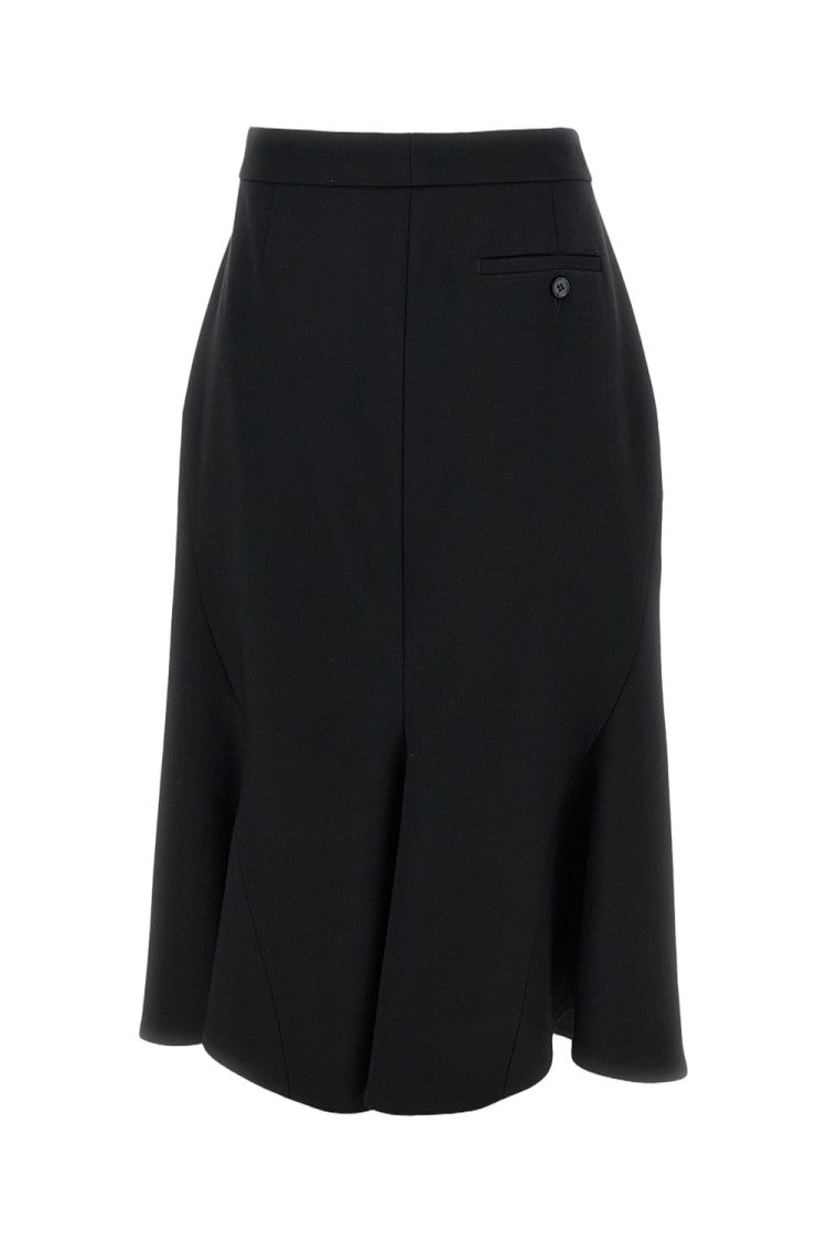 Alexander Mcqueen Swallowtail Pencil Skirt In Black Stretch Wool Gabardine