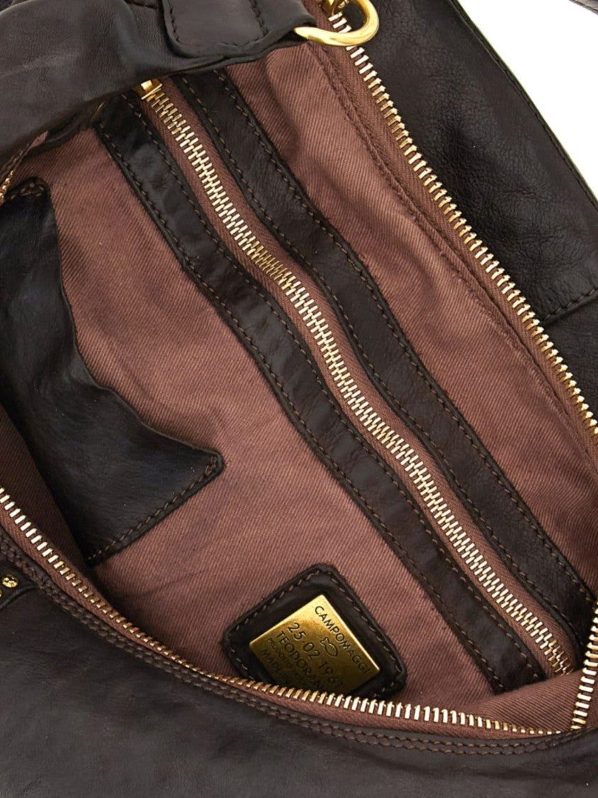 Campomaggi Large Slouchy Handbag With Textured Leather And Decorative Studs