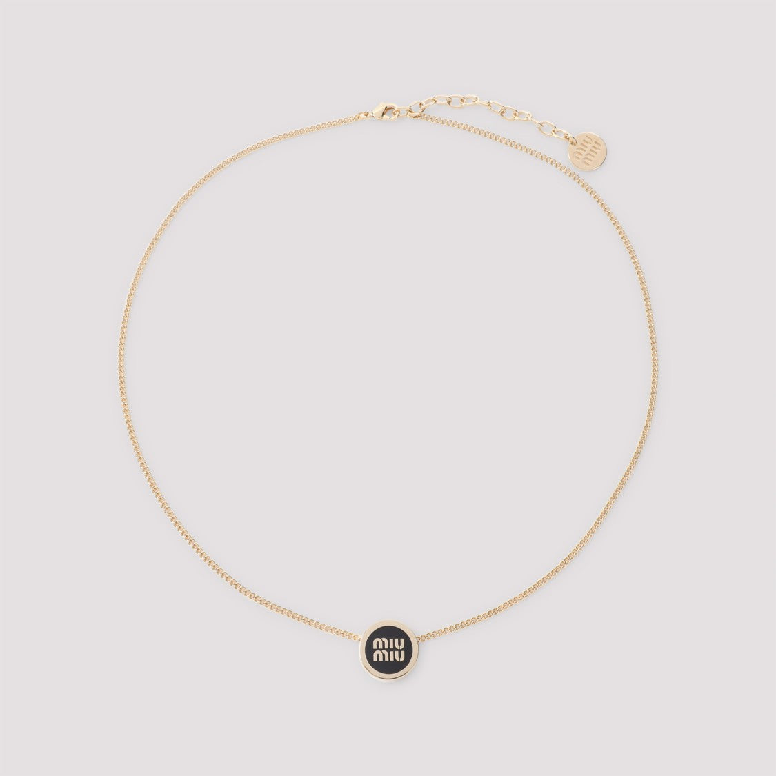 Miu Miu Black Enamel And Golden Brass Necklace