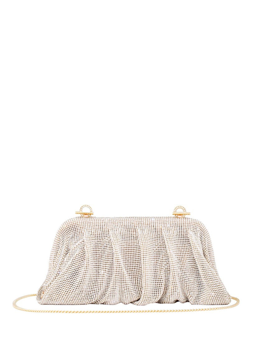 Benedetta Bruzziches Aluminum Mesh Clutch Bag With Rhinestone Accents