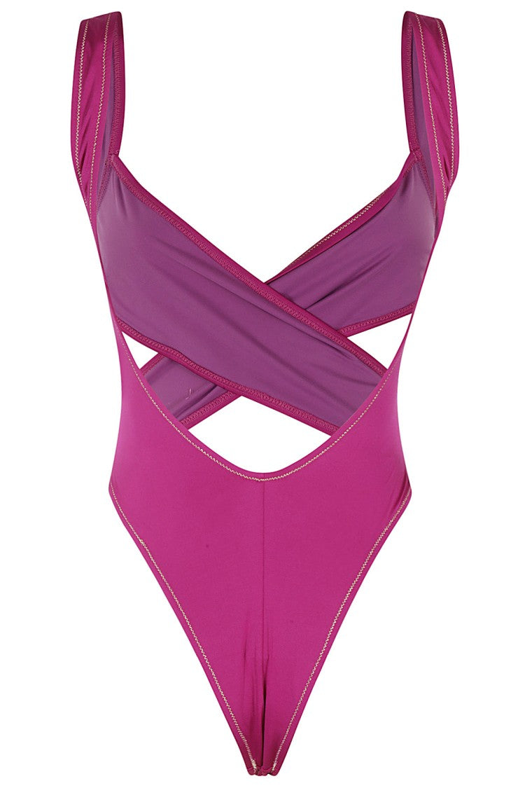 Reina Olga Shiny Purple Exotica Bikini With Cross Pattern