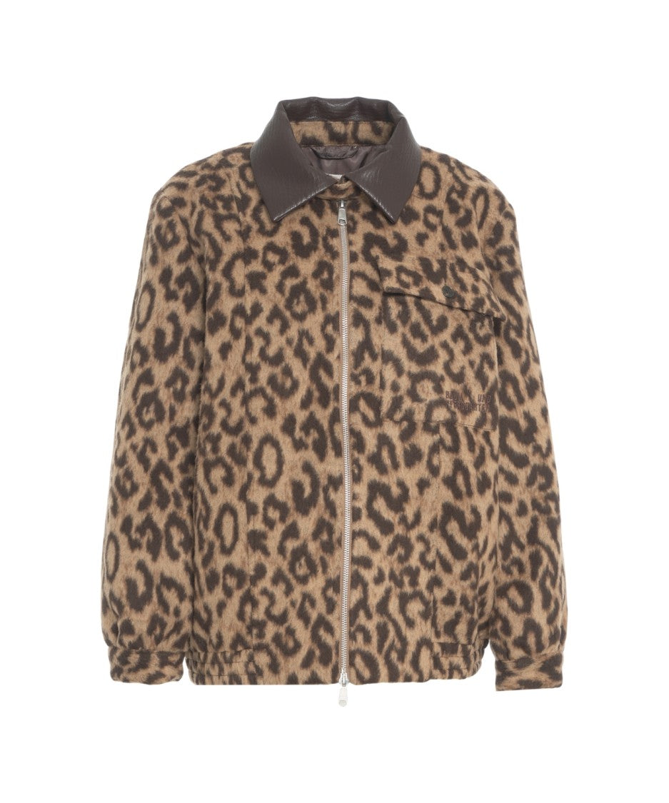 Baum Und Pferdgarten Animal Print Relaxed Fit Jacket With Faux Leather Collar