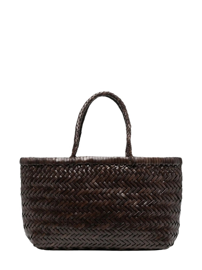 Dragon Diffusion Herringbone-Weave Leather Tote Bag With Braided Handles