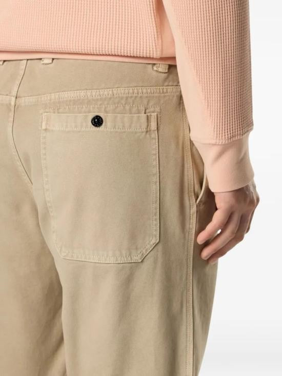 Stone Island Straight Fit Cotton Pants With Distinctive Patch Logo