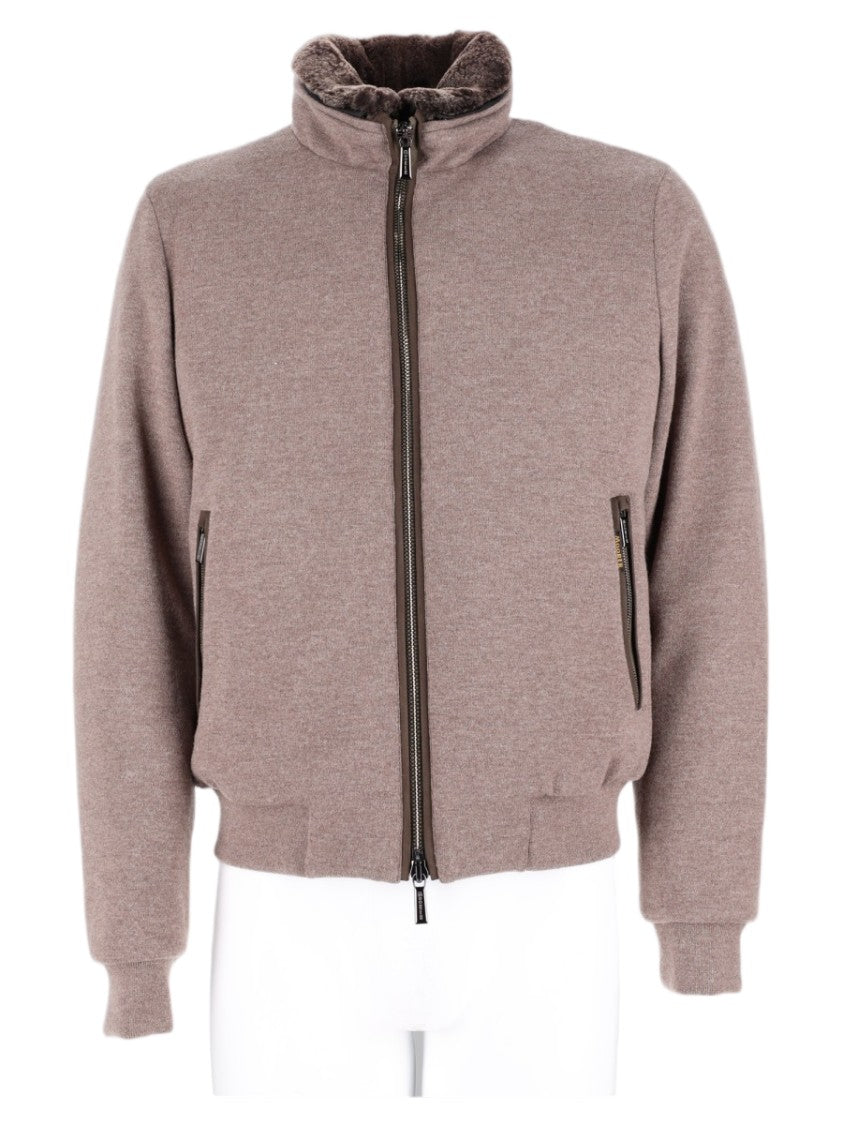 Moorer Plush High Collar Jacket With Faux Fur Lining