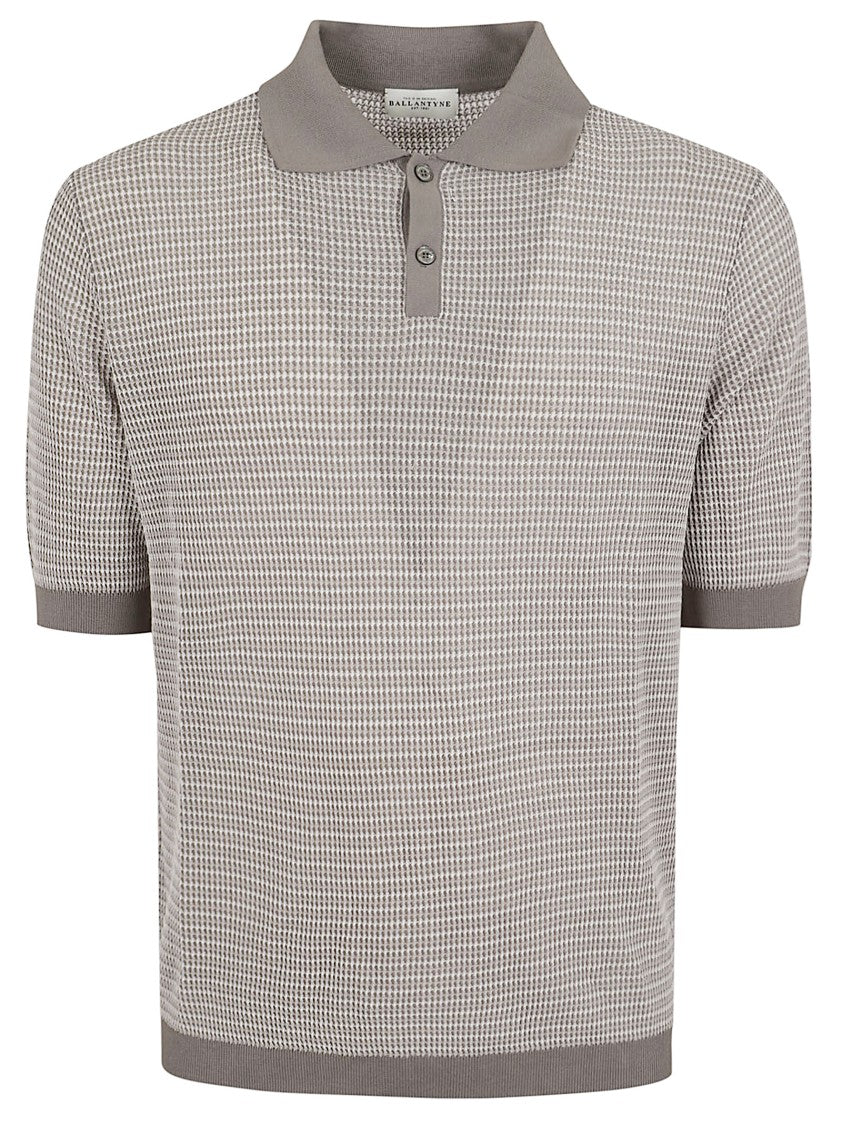 Ballantyne Textured Knit Polo With Contrasting Trim And Two-Button Closure