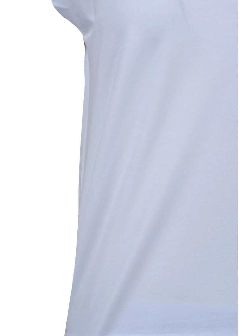 Alpha Studio White V-Neck Stretch Cotton T-Shirt