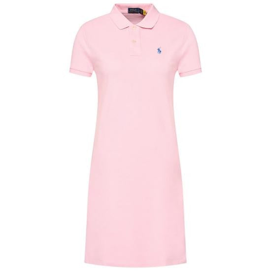 Polo Ralph Lauren Classic Polo Shirt Midi Dress In Light Pink