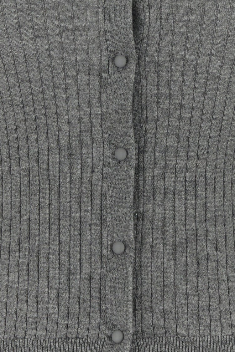 Max Mara Ribbed Knit Cardigan With V-Neckline
