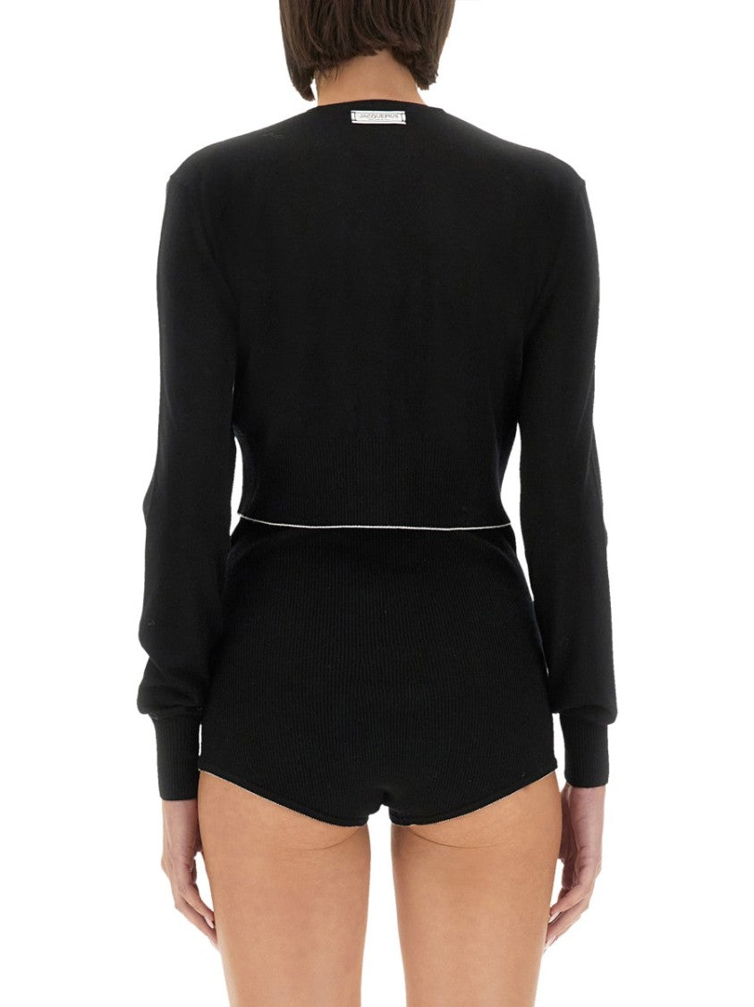 Jacquemus Ribbed Black Virgin Wool Cardigan
