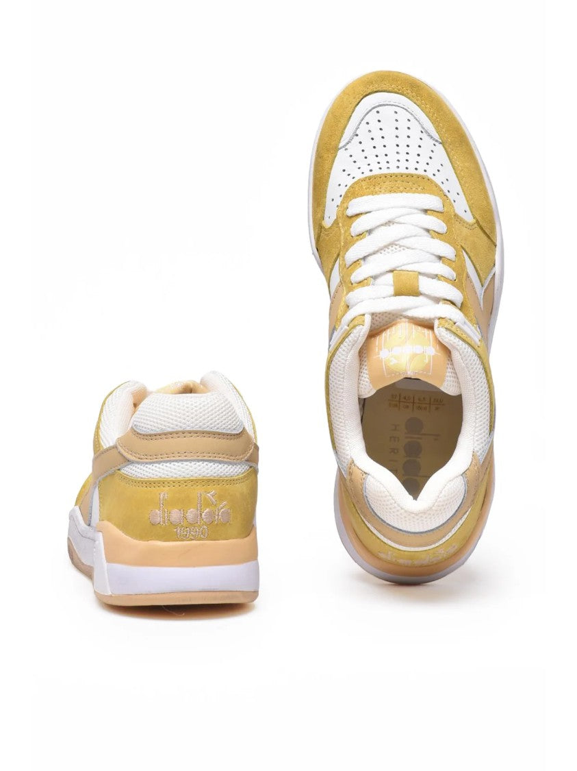 Diadora Heritage White Yellow Leather B.560 Sneakers