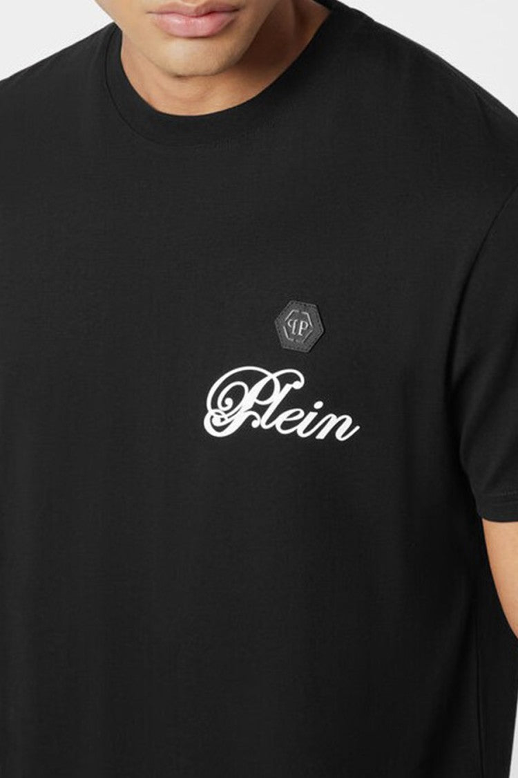 Philipp Plein Black Cotton Plein Script Logo T-Shirt