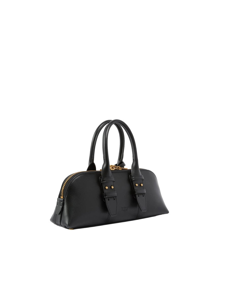 Pinko Black Escape Leather Small Bowling Bag