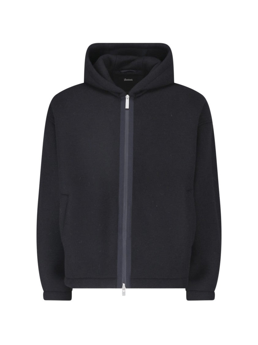 Laminar Zip-Up Hooded Jacket With Boxy Silhouette And Side Pockets