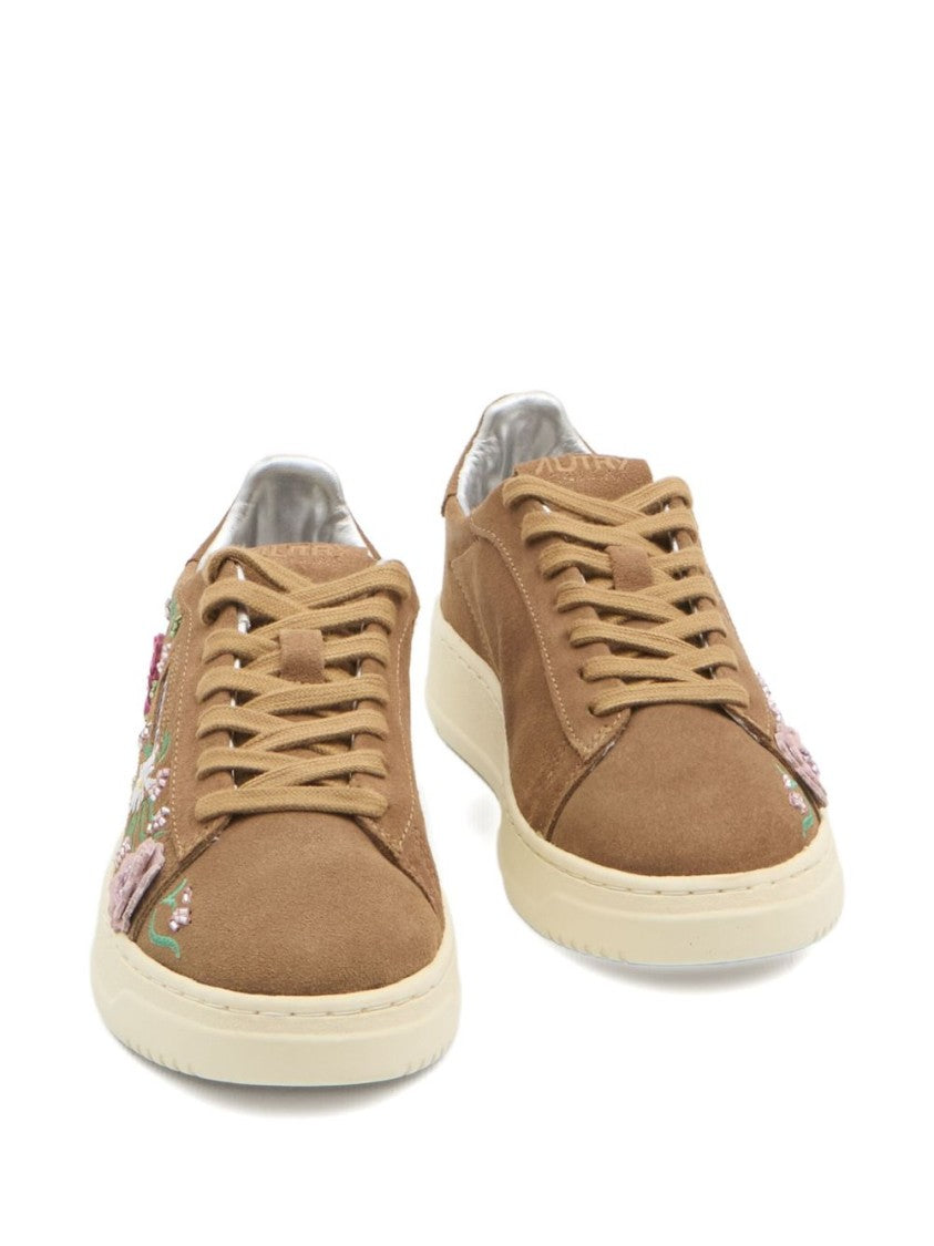 Autry Dallas Low 'Floral' Sneakers In Brown Suede