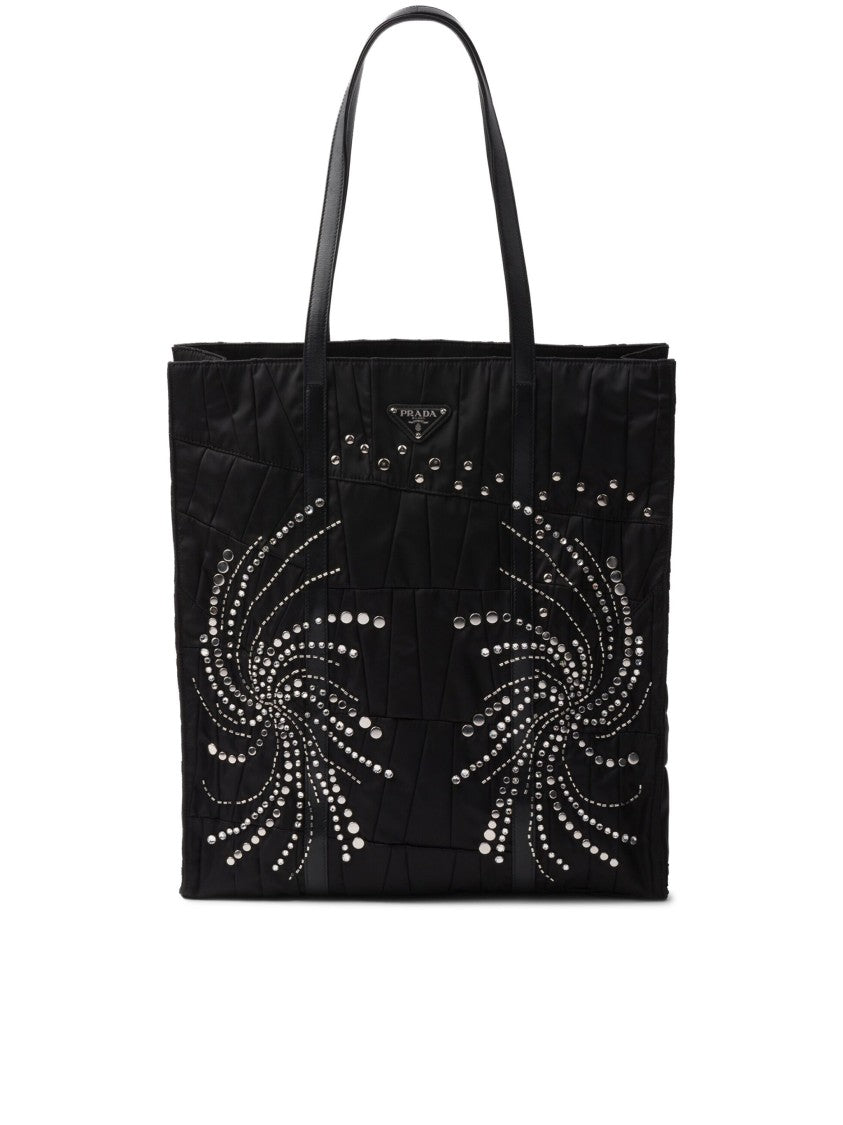 Prada Black Quilted Re-Nylon Patchwork Tote