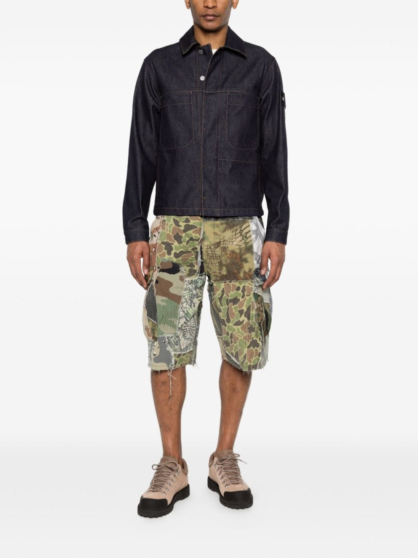 Stone Island Classic Denim Jacket With Structured Collar