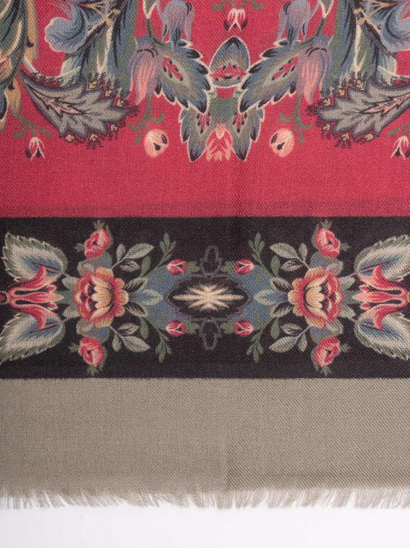 Etro Floral Pattern Shawl With Soft Fringe Edges