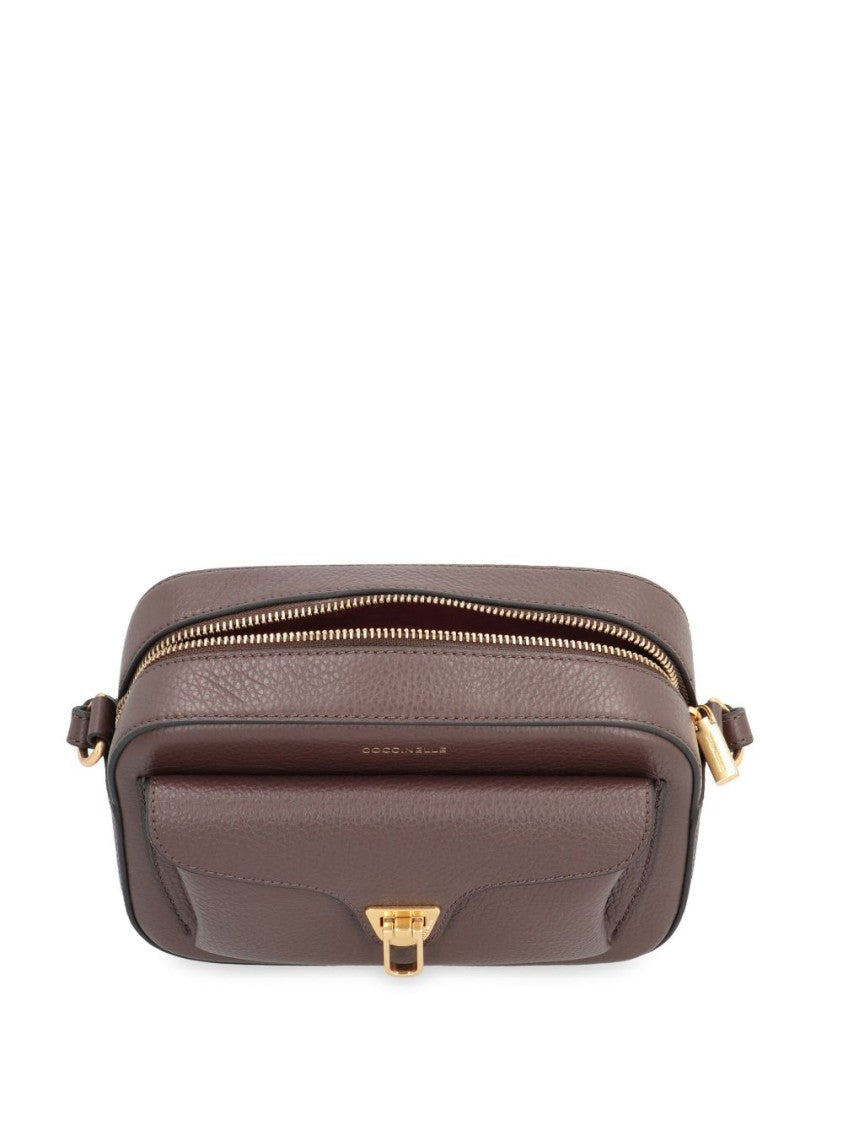 Coccinelle Textured Calfskin Shoulder Bag With Gold-Tone Clasp