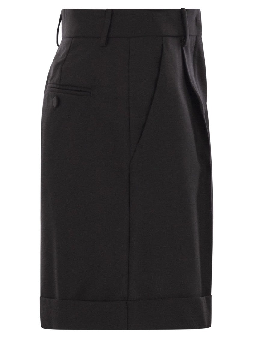 Max Mara Bussola1234 - Wool Canvas Bermuda Shorts