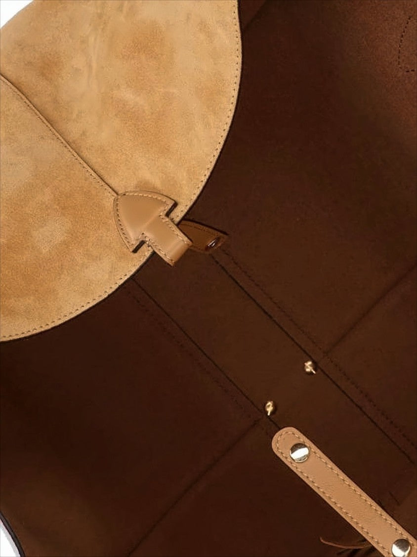 Tod's Spacious Suede Shoulder Bag With Metallic Buckle Closure