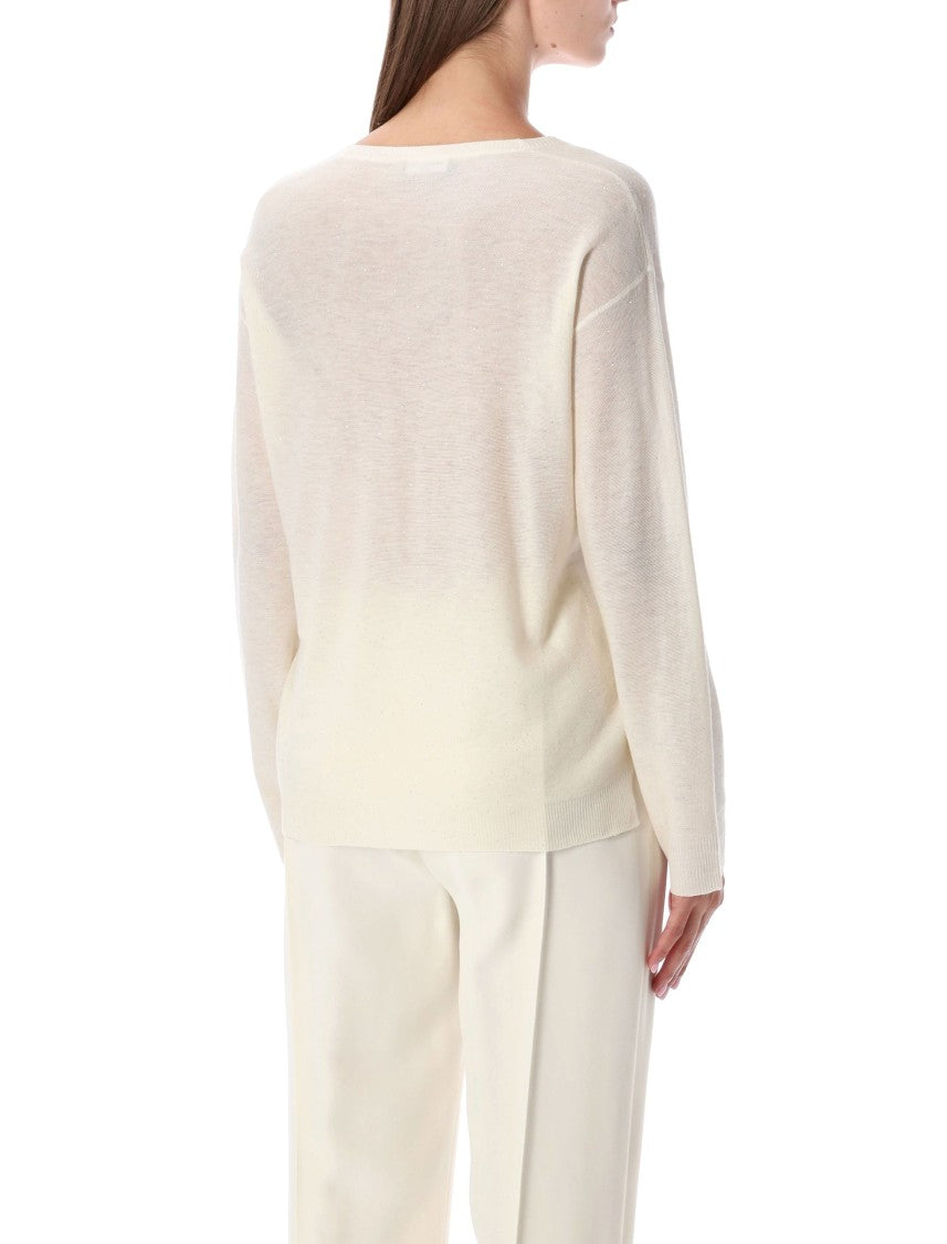 Fabiana Filippi V-Neck Lightweight Sweater Ivory