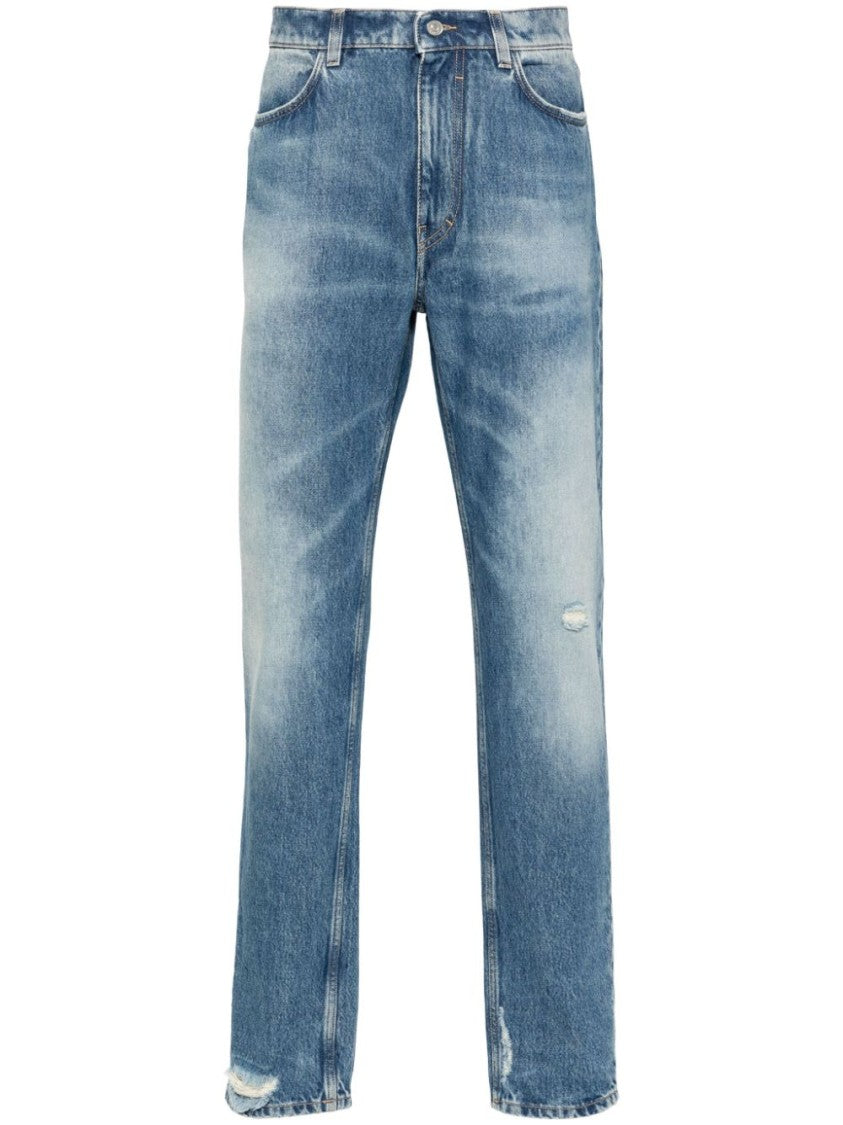 Givenchy Washed Denim Tapered Leg Jeans With Contrast Stitching