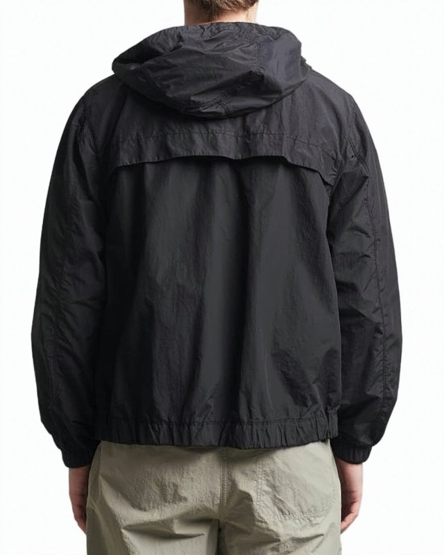 Parajumpers Lightweight Black Hooded Casual Jacket With Textured Finish