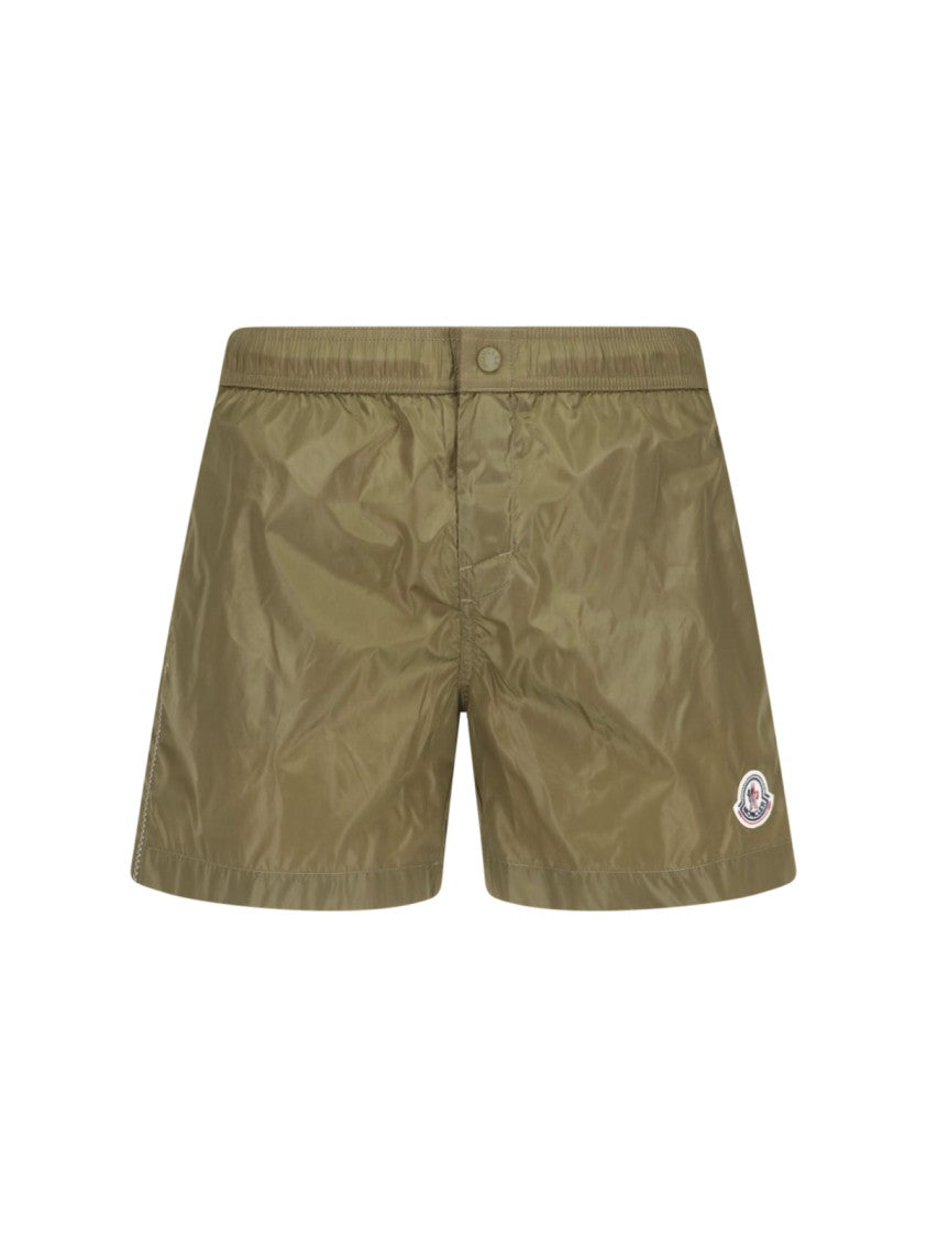Moncler Olive Green Mid-Rise Swim Shorts