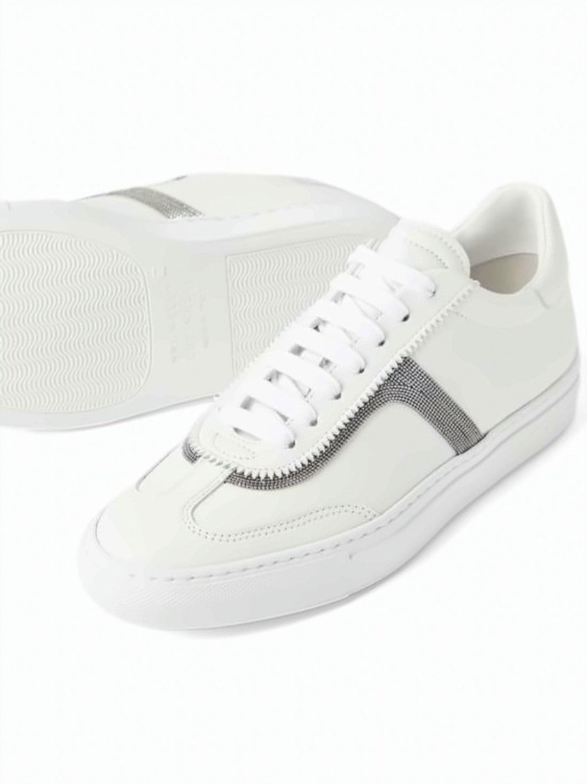 Brunello Cucinelli Low-Top Sneakers With Textured Grey Stripe Detail