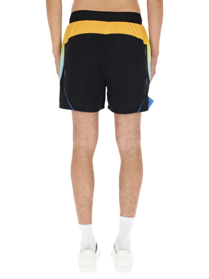 Casablanca Sporty Black Shorts With Colorful Accent Panels