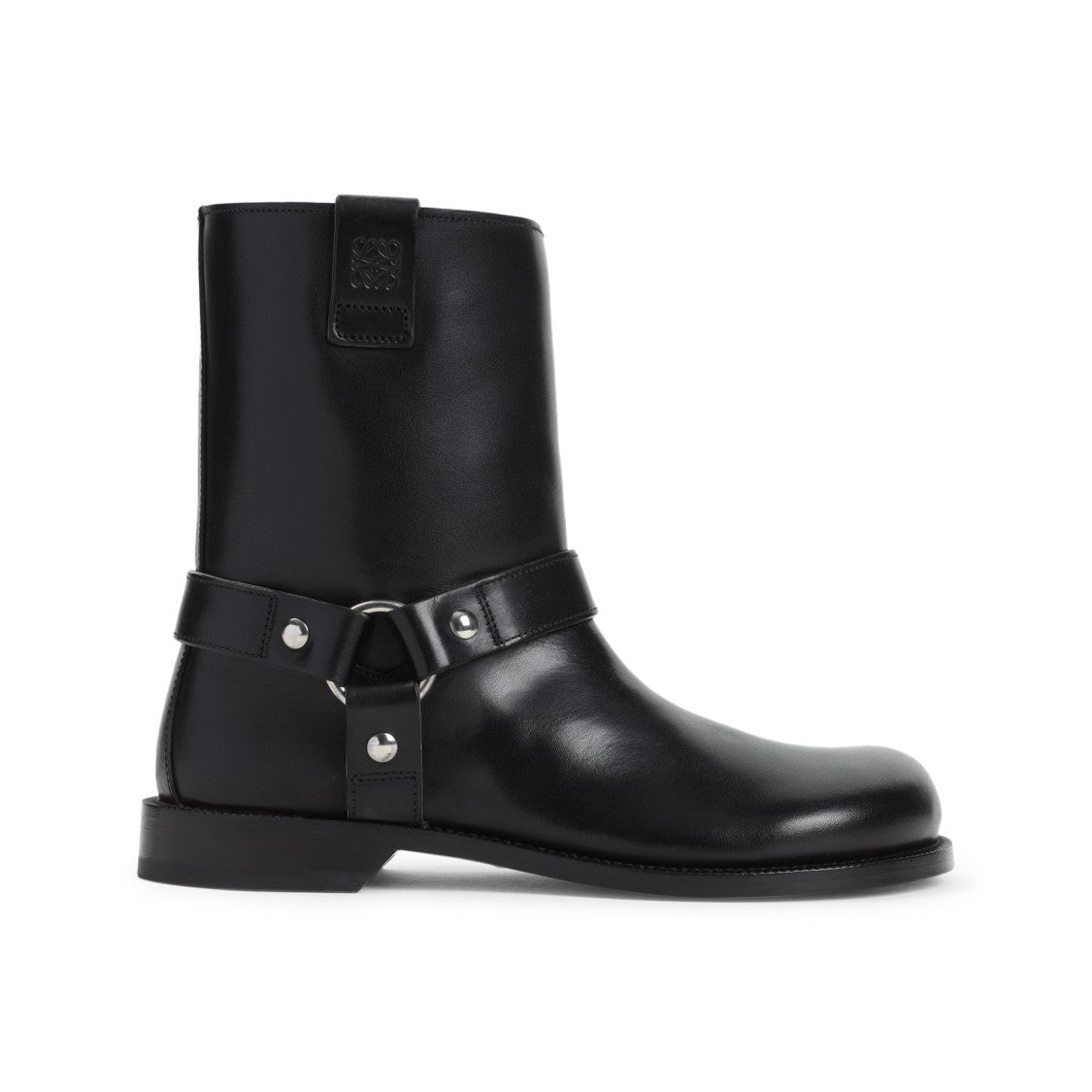 Loewe Black Cowhide Campo Biker Shearling Boots