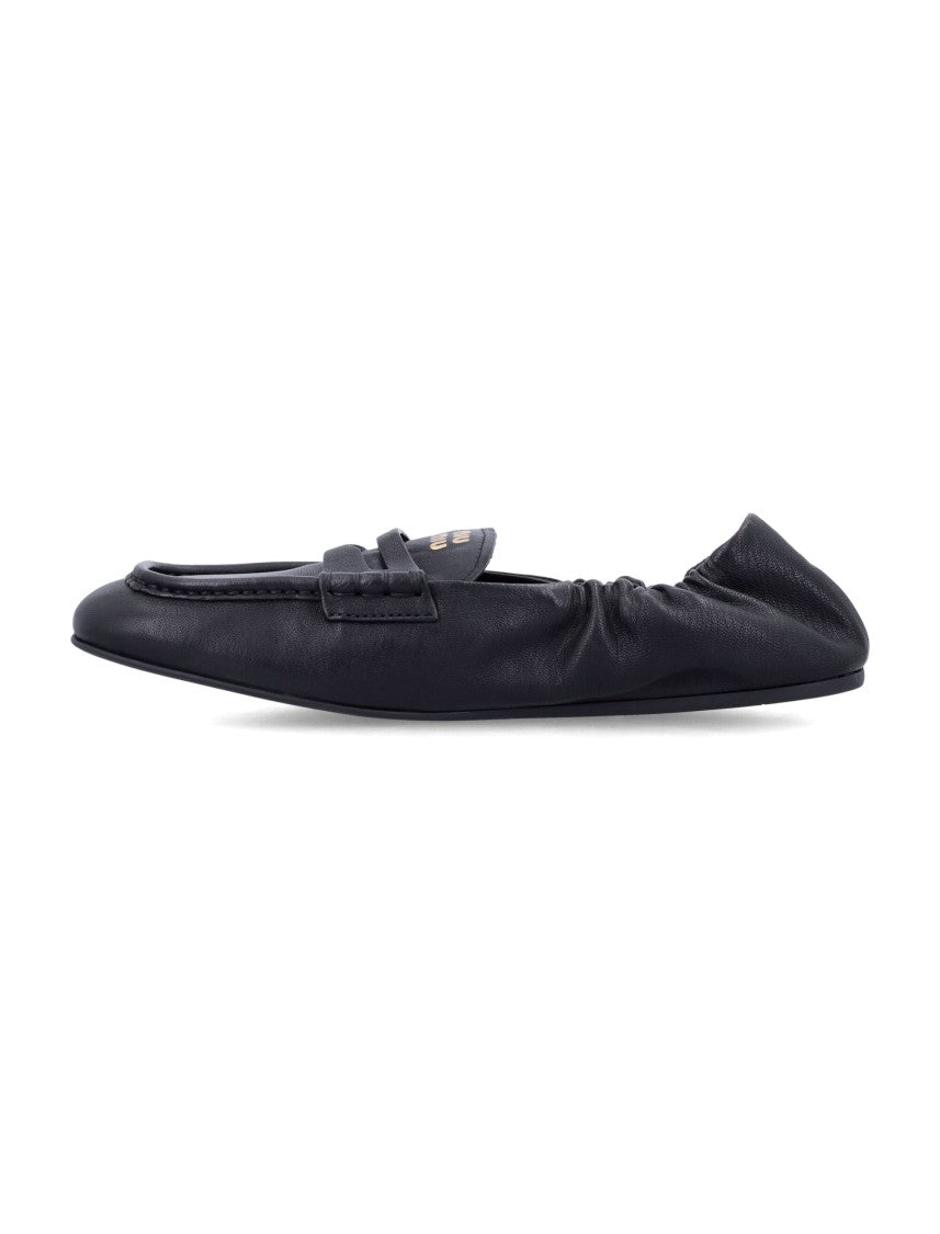 Miu Miu Ruches Nappa Leather Loafers