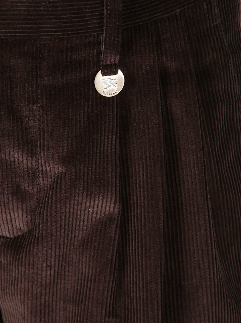 Burberry Wide-Leg Corduroy Trousers With Pleats